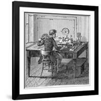Operator Receiving a Message in Morse Code on an Electric Printing Telegraph, 1887-null-Framed Giclee Print