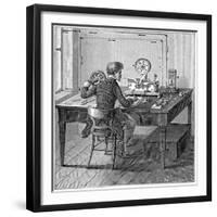 Operator Receiving a Message in Morse Code on an Electric Printing Telegraph, 1887-null-Framed Giclee Print