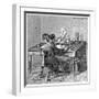 Operator Sending a Message on a Morse Electric Printing Telegraph, 1887-null-Framed Giclee Print