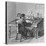 Operator Sending a Message on a Morse Electric Printing Telegraph, 1887-null-Stretched Canvas