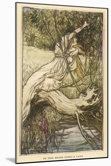 Ophelia in Distress-Arthur Rackham-Mounted Art Print