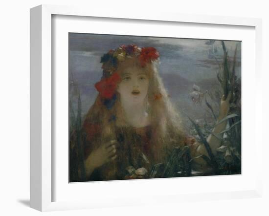 Ophelia-portrait of Nellie Melba who sang the role of Ophelia in Ambroise Thomas opera " Hamlet".-Henri Gervex-Framed Giclee Print