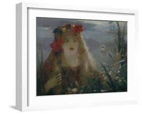 Ophelia-portrait of Nellie Melba who sang the role of Ophelia in Ambroise Thomas opera " Hamlet".-Henri Gervex-Framed Giclee Print