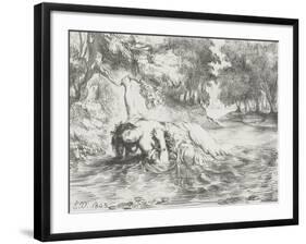 Ophelia's Death, 1843-Eugene Delacroix-Framed Giclee Print