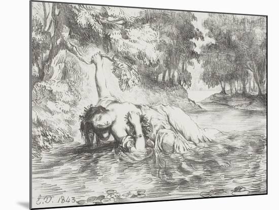 Ophelia's Death, 1843-Eugene Delacroix-Mounted Giclee Print