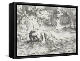 Ophelia's Death, 1843-Eugene Delacroix-Framed Stretched Canvas