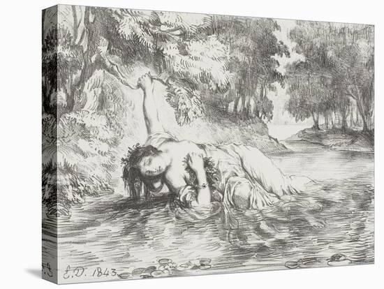 Ophelia's Death, 1843-Eugene Delacroix-Stretched Canvas