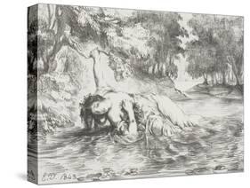 Ophelia's Death, 1843-Eugene Delacroix-Stretched Canvas
