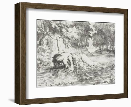 Ophelia's Death, 1843-Eugene Delacroix-Framed Giclee Print