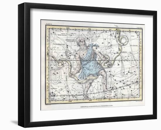 Ophiuchus and Serpens Constellations, 1822-Science Source-Framed Giclee Print