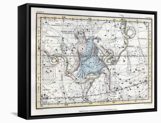 Ophiuchus and Serpens Constellations, 1822-Science Source-Framed Stretched Canvas