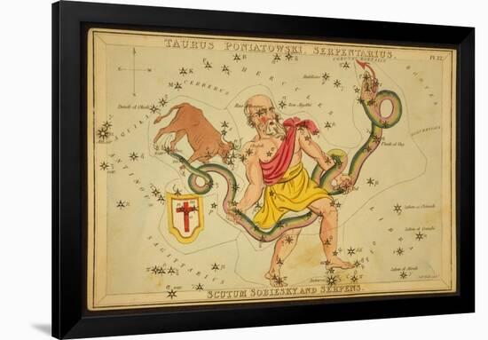 Ophiuchus and Serpens Constellations, 1825-Science Source-Framed Giclee Print