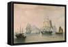 Opium Ships in the Port Lintin, 1824-null-Framed Stretched Canvas