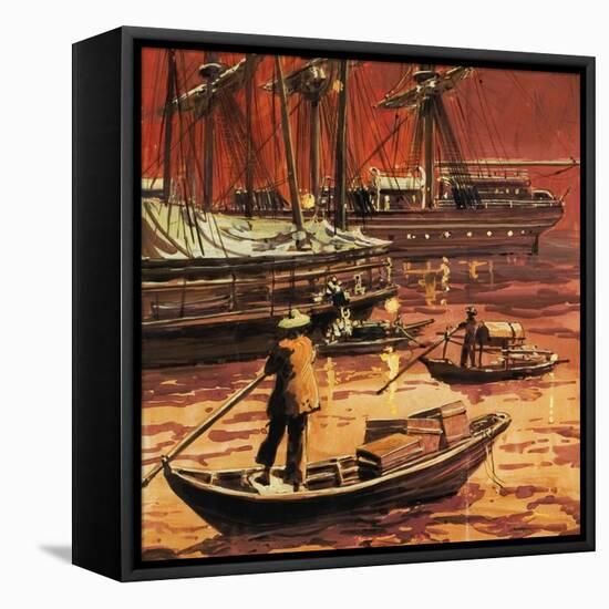 Opium Trade-English School-Framed Stretched Canvas
