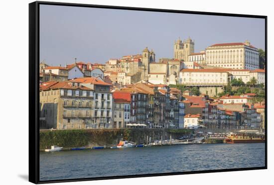 Oporto from the Cais De Ribeira Up Through Hill, Portugal-Mallorie Ostrowitz-Framed Stretched Canvas
