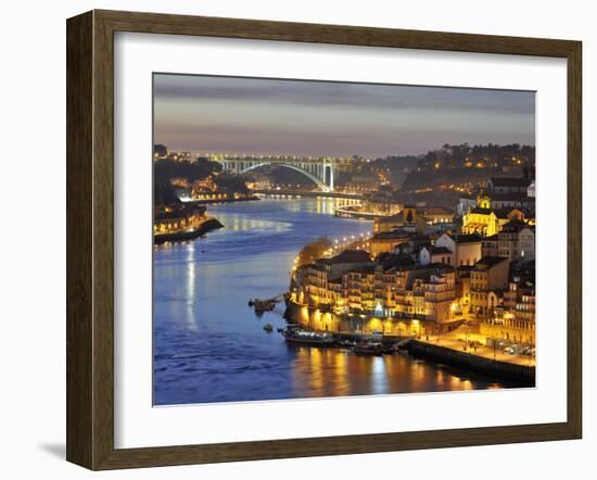 Oporto, Ribeira, UNESCO World Heritage Site at Dusk, Portugal-Mauricio Abreu-Framed Photographic Print