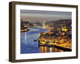 Oporto, Ribeira, UNESCO World Heritage Site at Dusk, Portugal-Mauricio Abreu-Framed Photographic Print