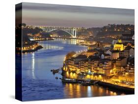 Oporto, Ribeira, UNESCO World Heritage Site at Dusk, Portugal-Mauricio Abreu-Stretched Canvas