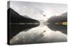 Oppstrynsvatnet Lake, Stryn, Nordfjord, Norway: The Sun Rising Behind The Mountains-Axel Brunst-Stretched Canvas