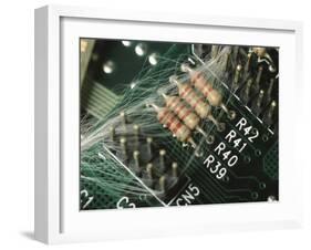 Optic Wires in Computer Processor-null-Framed Photographic Print