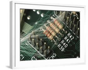 Optic Wires in Computer Processor-null-Framed Photographic Print