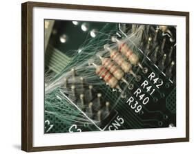 Optic Wires in Computer Processor-null-Framed Photographic Print