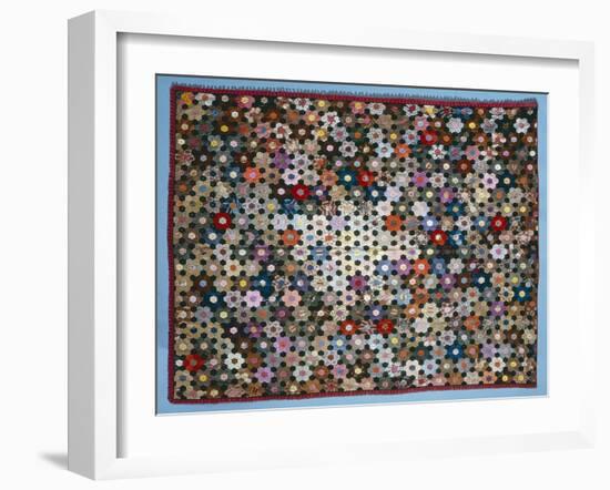 Optical Flower Puzzle Quilt, 1854 (Silk)-American-Framed Giclee Print