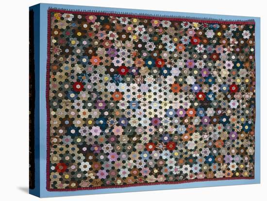 Optical Flower Puzzle Quilt, 1854 (Silk)-American-Stretched Canvas