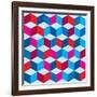 Optical Illusion Background In Red White And Blue With Seamless Pattern-nicemonkey-Framed Art Print