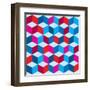 Optical Illusion Background In Red White And Blue With Seamless Pattern-nicemonkey-Framed Art Print