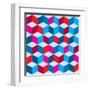 Optical Illusion Background In Red White And Blue With Seamless Pattern-nicemonkey-Framed Art Print