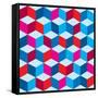 Optical Illusion Background In Red White And Blue With Seamless Pattern-nicemonkey-Framed Stretched Canvas