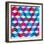 Optical Illusion Background In Red White And Blue With Seamless Pattern-nicemonkey-Framed Art Print