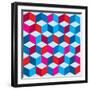 Optical Illusion Background In Red White And Blue With Seamless Pattern-nicemonkey-Framed Art Print