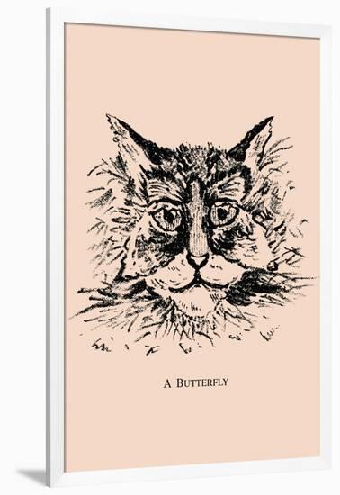 Optical Illusion Puzzle: Cat and Butterfly-null-Framed Art Print