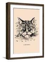 Optical Illusion Puzzle: Cat and Butterfly-null-Framed Art Print