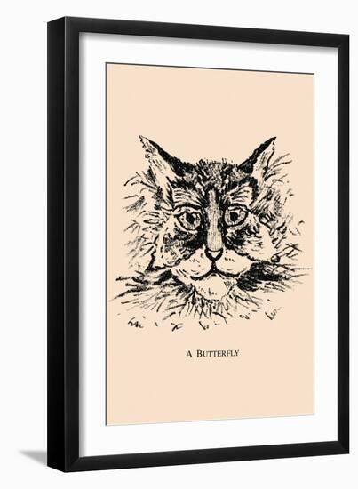 Optical Illusion Puzzle: Cat and Butterfly-null-Framed Art Print