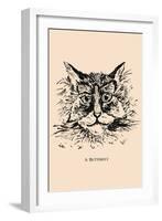 Optical Illusion Puzzle: Cat and Butterfly-null-Framed Art Print