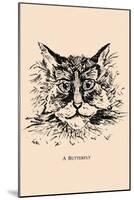 Optical Illusion Puzzle: Cat and Butterfly-null-Mounted Art Print
