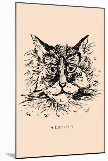 Optical Illusion Puzzle: Cat and Butterfly-null-Mounted Art Print