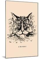 Optical Illusion Puzzle: Cat and Butterfly-null-Mounted Art Print