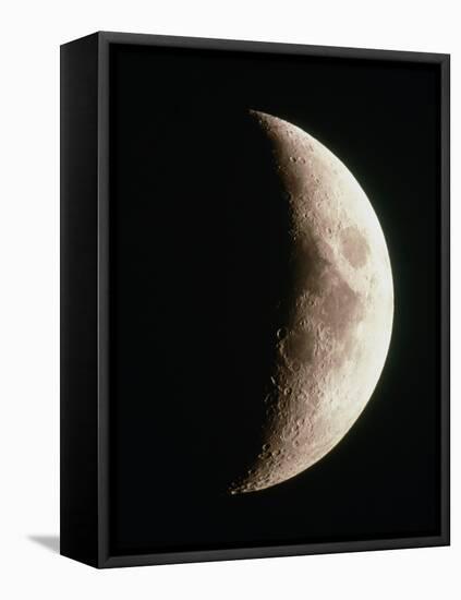 Optical Image of a Waxing Crescent Moon-John Sanford-Framed Stretched Canvas