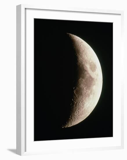 Optical Image of a Waxing Crescent Moon-John Sanford-Framed Photographic Print