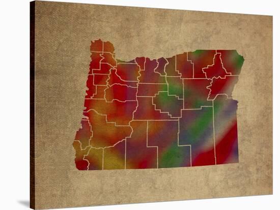 OR Colorful Counties-Red Atlas Designs-Stretched Canvas