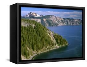 OR, Crater Lake NP. Conifer pollen accumulates on surface of Crater Lake at Cleetwood Cove-John Barger-Framed Stretched Canvas