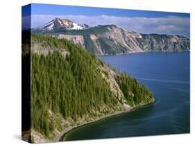 OR, Crater Lake NP. Conifer pollen accumulates on surface of Crater Lake at Cleetwood Cove-John Barger-Stretched Canvas