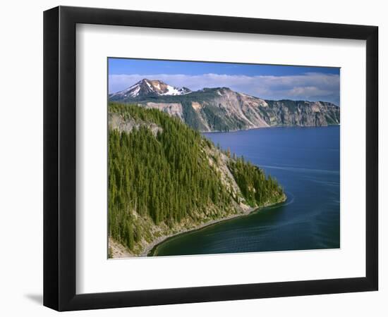 OR, Crater Lake NP. Conifer pollen accumulates on surface of Crater Lake at Cleetwood Cove-John Barger-Framed Photographic Print