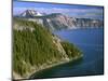 OR, Crater Lake NP. Conifer pollen accumulates on surface of Crater Lake at Cleetwood Cove-John Barger-Mounted Photographic Print