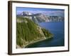 OR, Crater Lake NP. Conifer pollen accumulates on surface of Crater Lake at Cleetwood Cove-John Barger-Framed Photographic Print