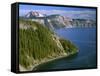 OR, Crater Lake NP. Conifer pollen accumulates on surface of Crater Lake at Cleetwood Cove-John Barger-Framed Stretched Canvas